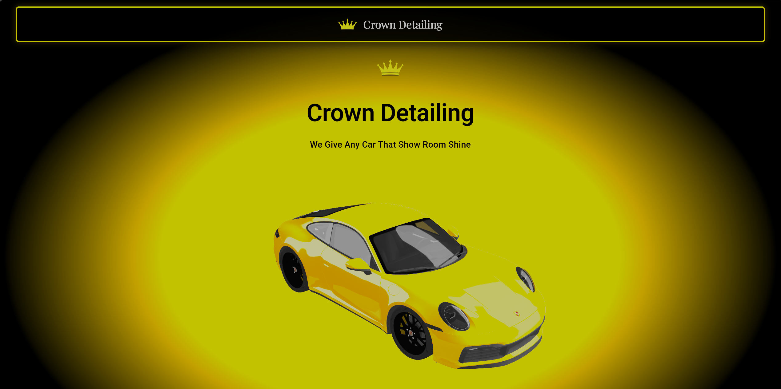 Yellow Porsche on Crown Detailing's hero page